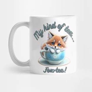 Cute Red Fox Blue White Floral Tea Cup Mug